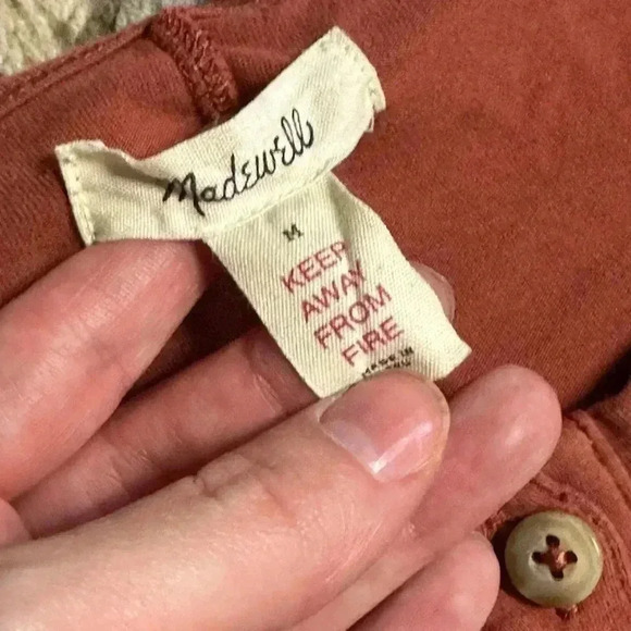 Madewell Henley Pajama Romper Burnt Orange Medium - Picture 7 of 7